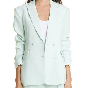 Cinq à Sept Kris Ruched Sleeve Double Breasted Blaze CELADON